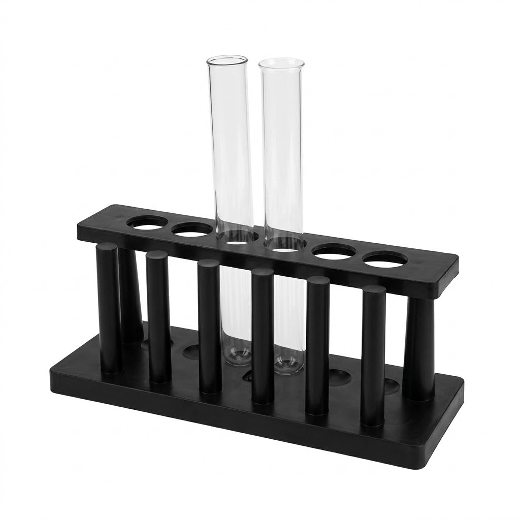 Test tube rack with test tubes